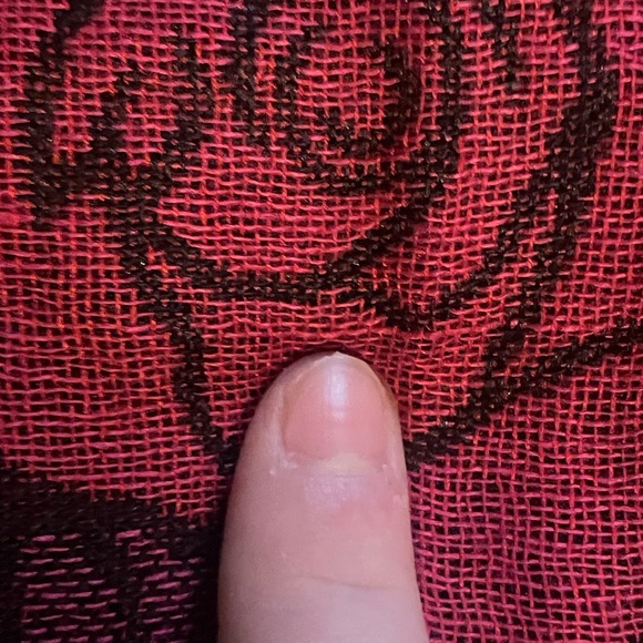 100% pashmina red black roses knit silk scarf wrap vintage genuine - Picture 4 of 5